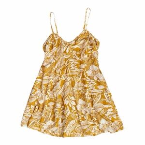 Sincerely Jules Mustard Yellow Floral Spaghetti Strap Dress